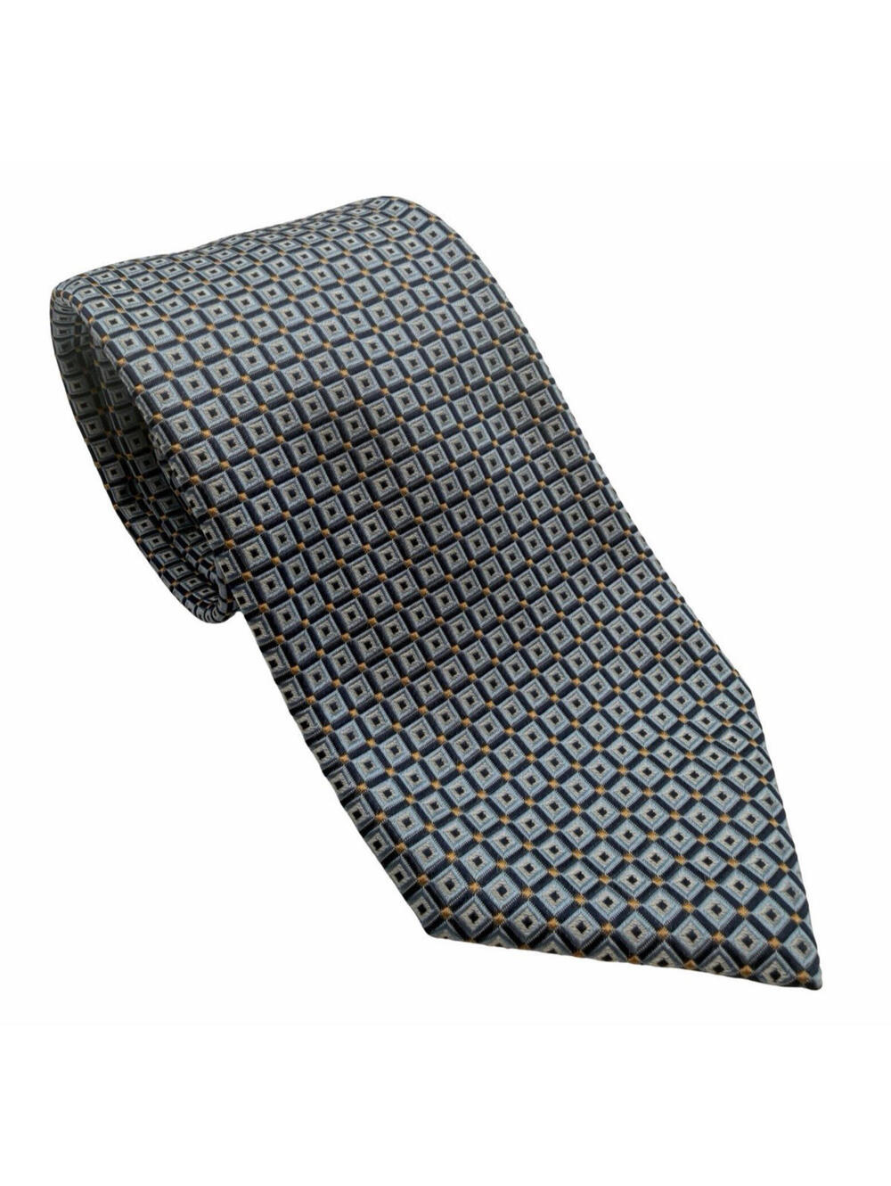 Altea Milano Silk Geometric Neck Tie Blue 3.25" | 58" L